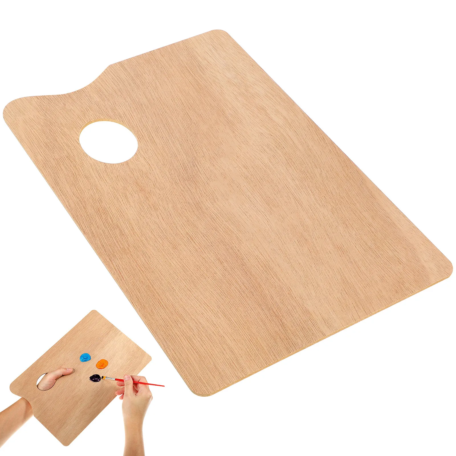 Vintage-Style Wooden Palette 20x30cm Premium Hardwood Oil Finished Surface Ergonomic Thumb Hole Long-Lasting Oil Painting Art