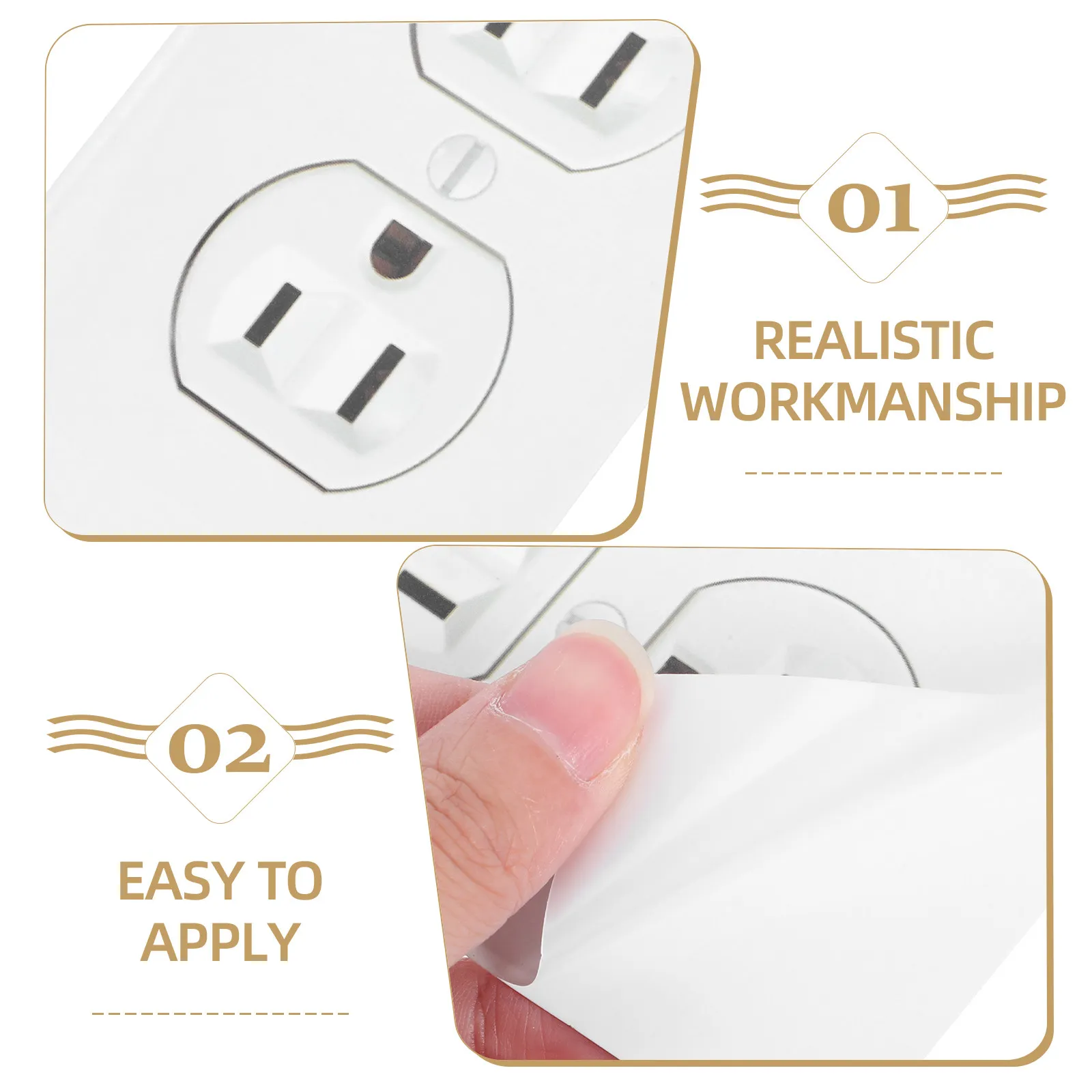 20Pcs Simulated Electrical Outlet Stickers Fake Socket Covers Prank Props Funny Office Home Decorative Stickers