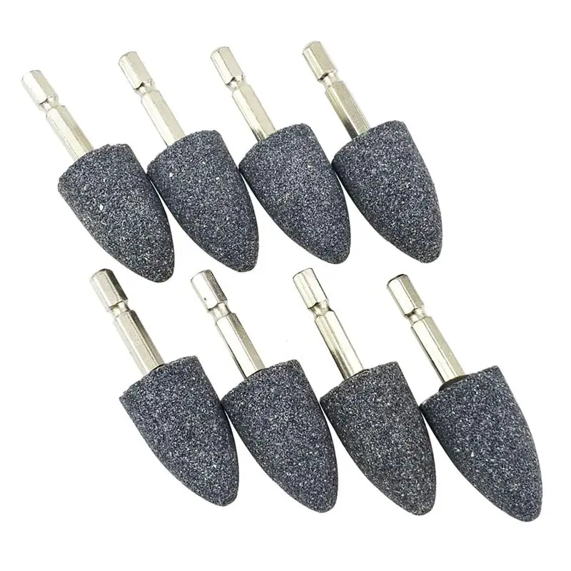 M12K-8 Pcs Shape Grinding Stone - 1/4Inch Hex Shank Abrasive Stone Mounted Grinding Point For Rotary Tool Drill