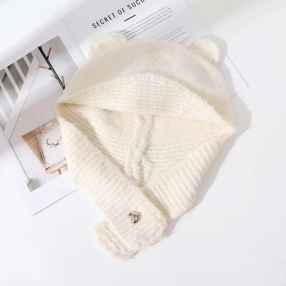 موضة لطيف الدب الأذن قبعات منسوجة للرجال النساء Y2K في الهواء الطلق يندبروف تزلج منفذها قبعة الشتاء واقي أذن قبعة دافئة الجمجمة قبعة #4