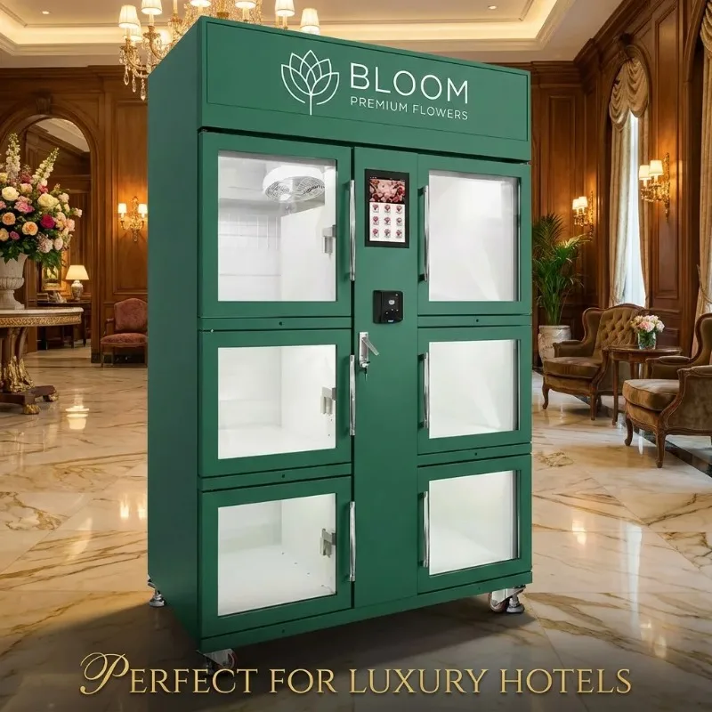 Fresh Flower Vending Machine, Smart Touch Screen Operation, Temperature Controlled Locker for Floral Business Venue Customized