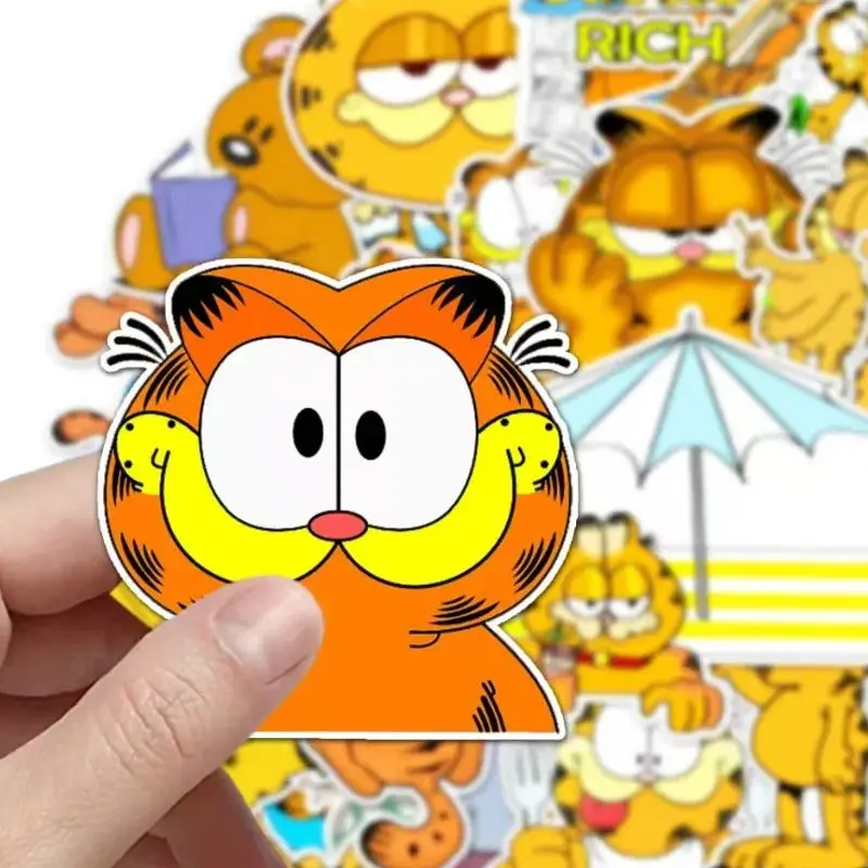 

50 шт., милые мультяшные наклейки с выражением Гарфилда, кавайная периферия, игрушка, очаровательный блокнот, украшение, детские награды, игрушки