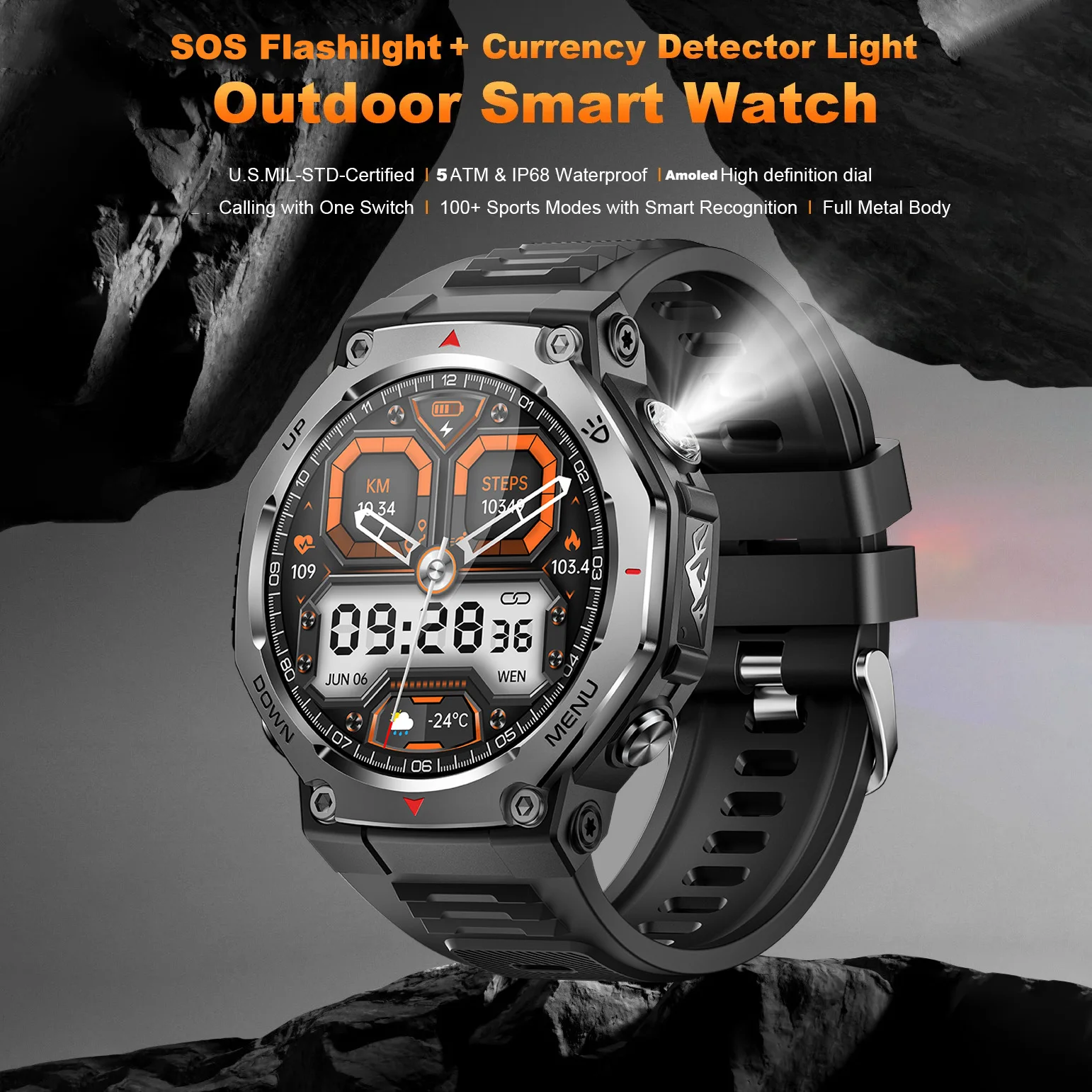 

Новые смарт-часы T-Rex 3 Ultra GPS, фонарик, 5 АТМ, водонепроницаемый компас, военные спортивные умные часы для мужчин, NFC, женский браслет BT Call Health Band