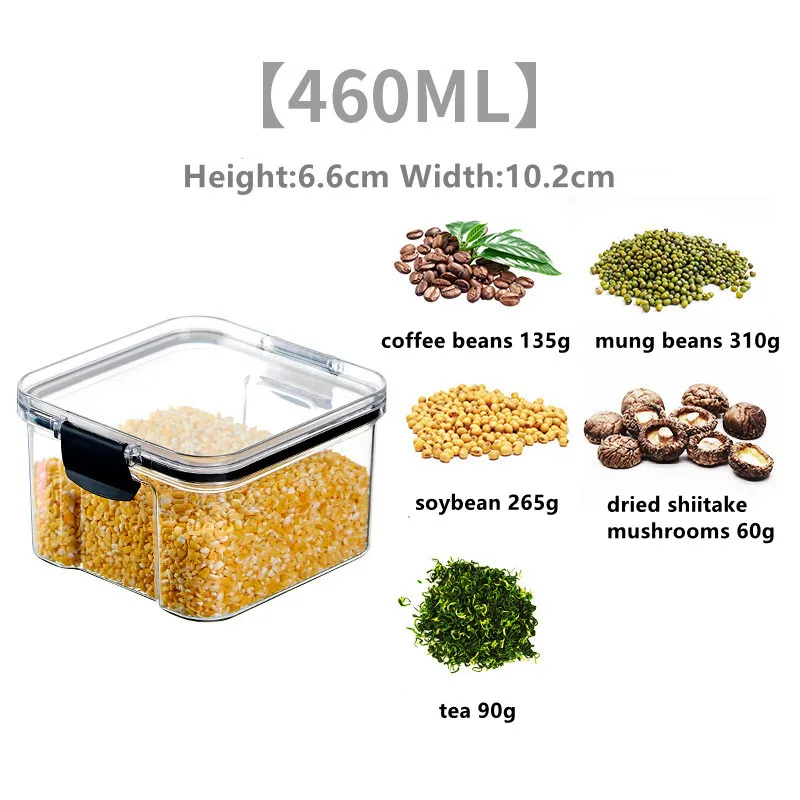 5 Sizes Sealed Jar Food Storage Box Transparent Plastic Multigrain Tank Stackable Dried Sealed Storage Jars Kitchen Organizer