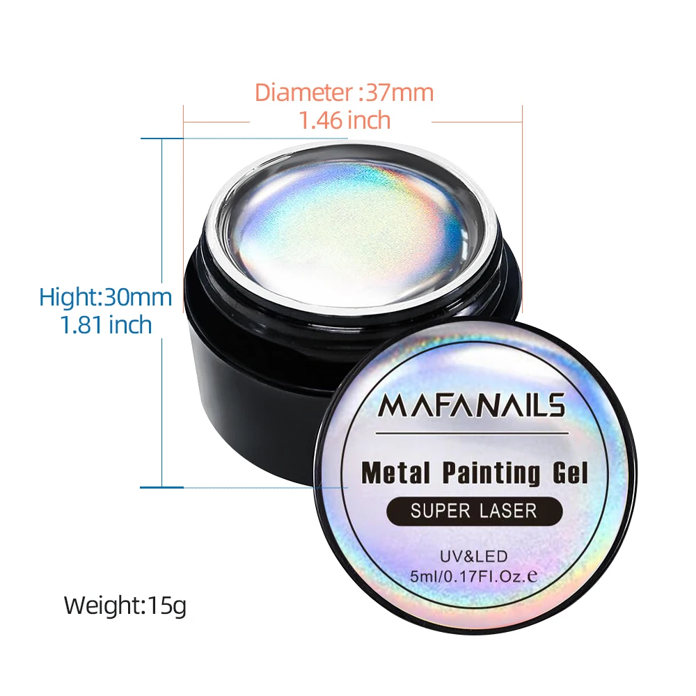 NOWOŚĆ Srebrny laserowy metaliczny żel do paznokci do paznokci Holograficzne lustro Soak Off Metal Gel Polish Paint Żel do paznokci M SalaamF AduqqN