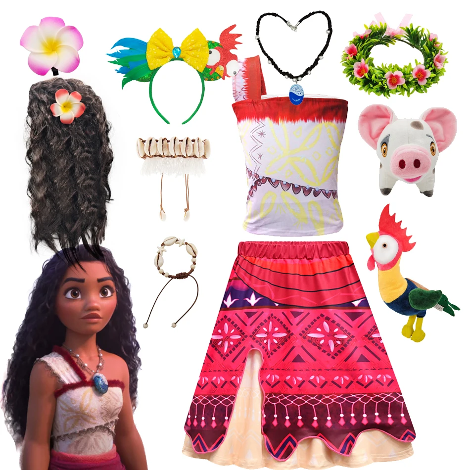 Disney Moana 2 Princess Cosplay Dress Up Movie Live Party Costume Girl Princess Fancy Halloween Clothes Children Vaiana Outfit