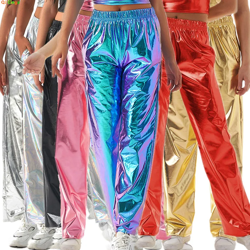 2026 Women Fashion Aurora Laser Gradual Change High Waist Straight Pants, Thin Female Stretch Trousers, 2025 New