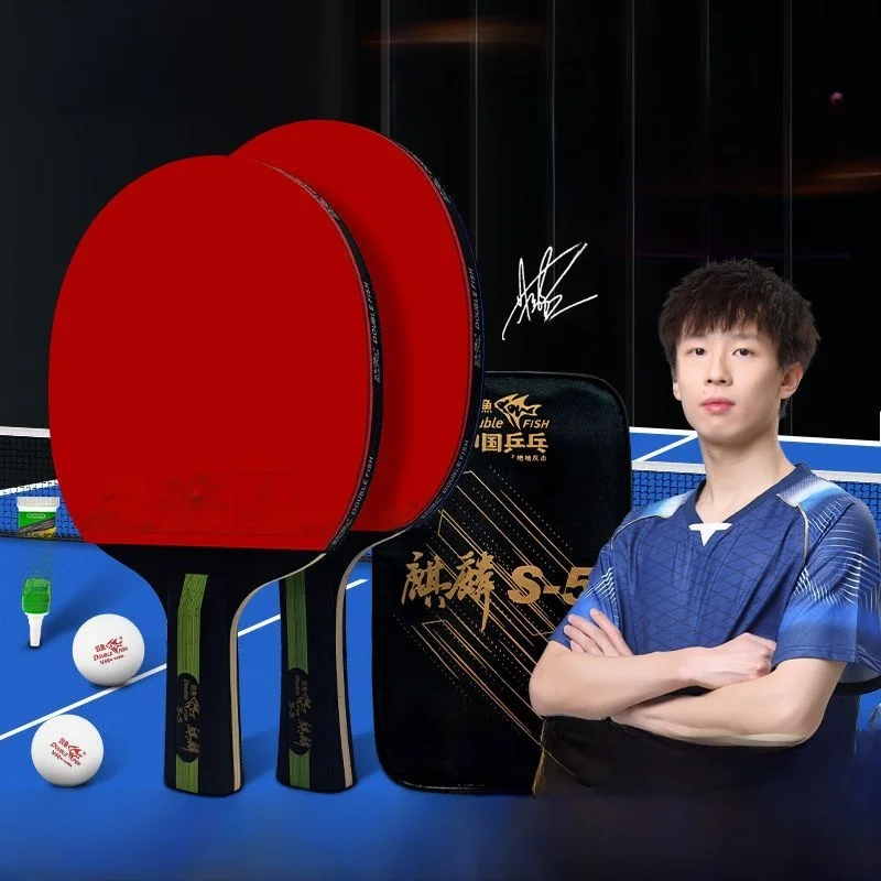double-fish-s5-table-tennis-paddle-seven-layer-high-elastic-advanced-wood-ideal-for-students-back-to-school-season