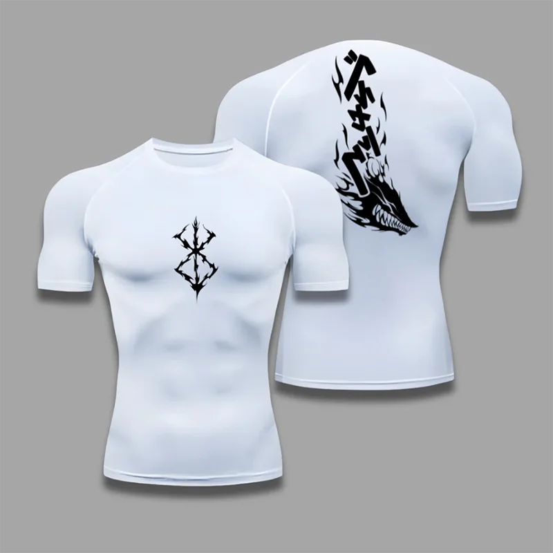 Kaus Kompresi Kaus Olahraga Lari Pria Kaus Lengan Pendek Atasan Pakaian Binaraga Pakaian Olahraga Gym Cepat Kering