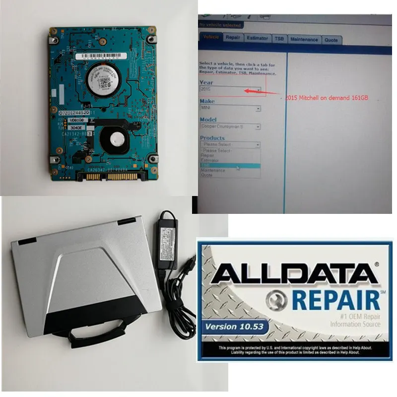 Alldata 10.53 M.itchell ondemand 2015 ATSG 2012 installed well on laptop CF52 8G with 1TB Internal HDD hard-disk