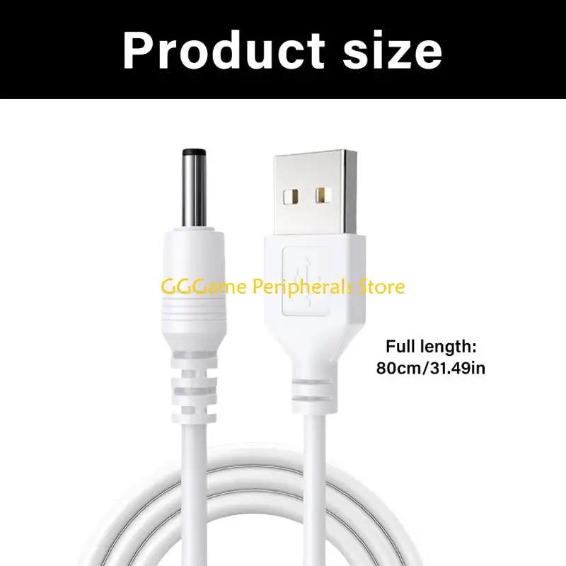 U55B 80cm USB DC3.5mm Charging Cord Stable Power Delivery For Small Electronics