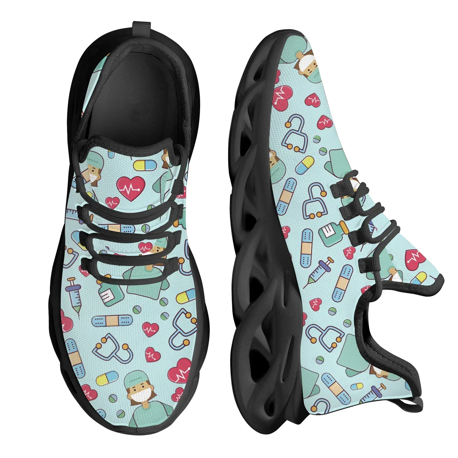 Women White Nursing Shoes Cute Cartoon Nurse Doctor Healthcare Brand Design Ladies Mesh Flats Sneakers Zapatillas view 6