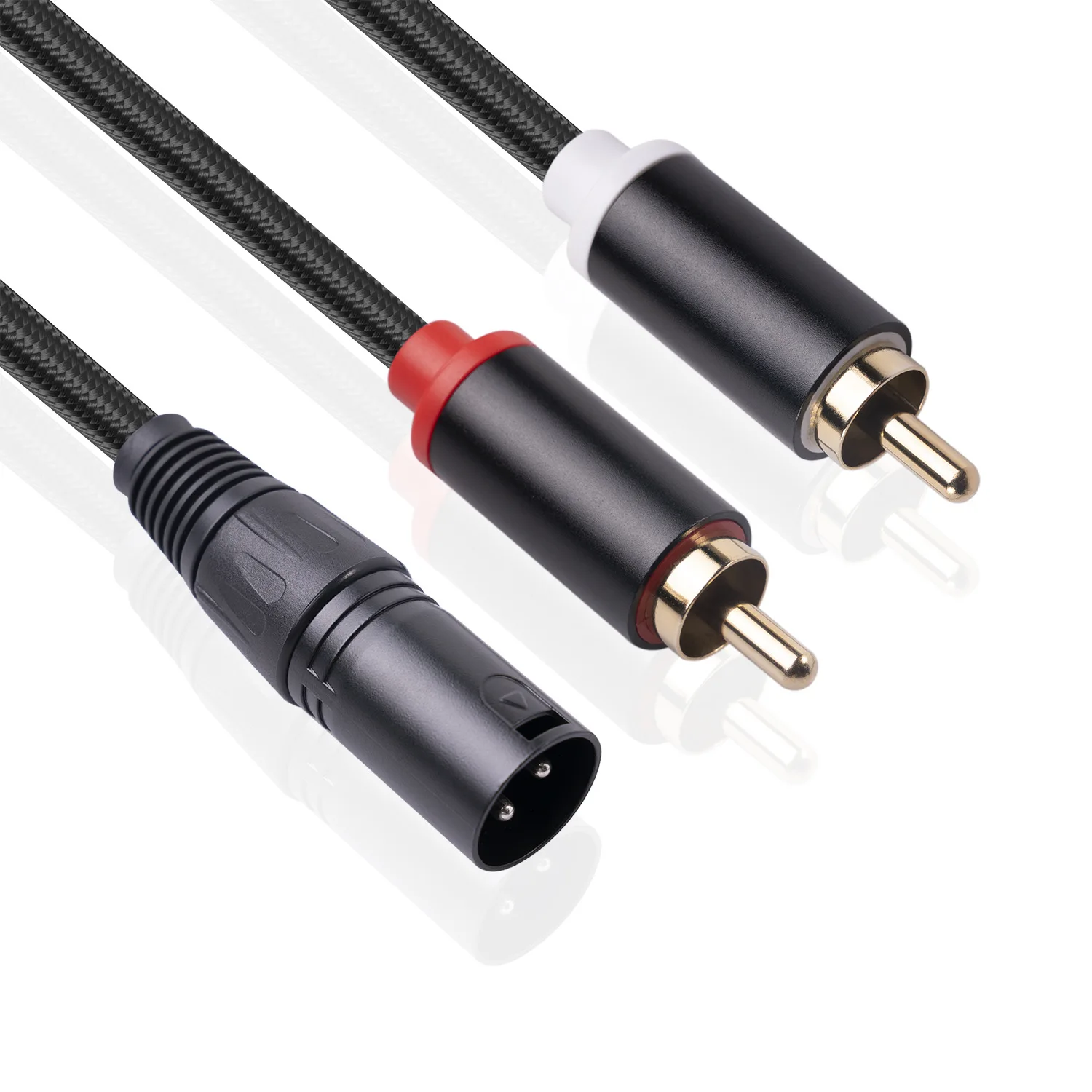 JavicTech RCA to XLR Male Y Splitter Patch Cable, Unbalanced 2 RCA/Phono Plug to 1 XLR Splitter Duplicator Lead Y-Cable Adapter