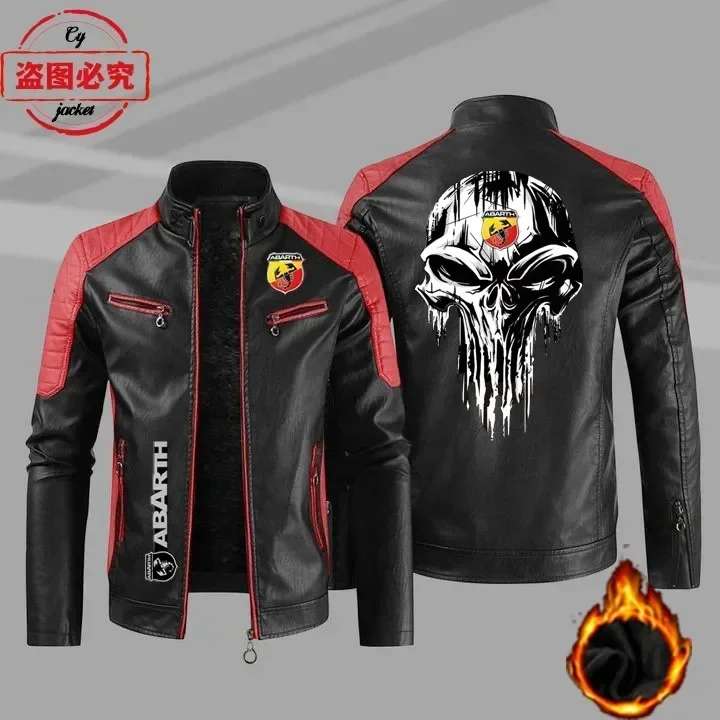 ABARTH car logo spring and autumn leather jacket pu leather jacket windproof autumn and winter men's jacket ABARTH work clothes