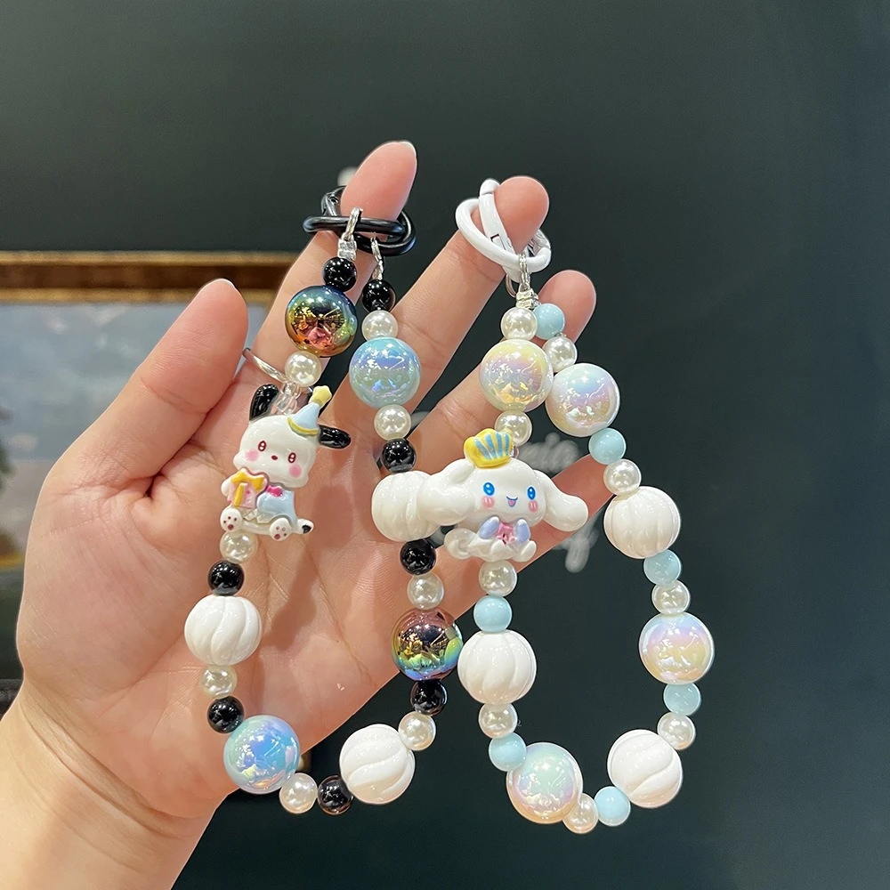 

Креативная цепочка для мобильного телефона в стиле аниме Sanrio, брелок из бисера Kawaii, подвеска для сумки, модные аксессуары, подарок для девочки