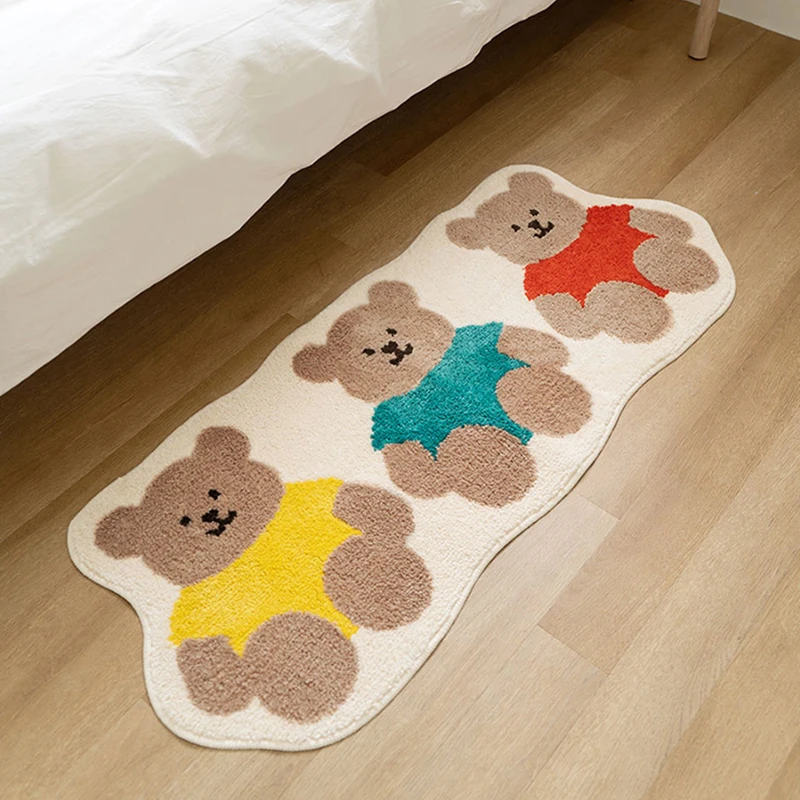 

Ins Bear Carpet Anti-slip Rug for Bedroom Bedside Rug Kids Room Decor Floor Mat Entrance Doormat Children's Mat Tapis 러그 카페트