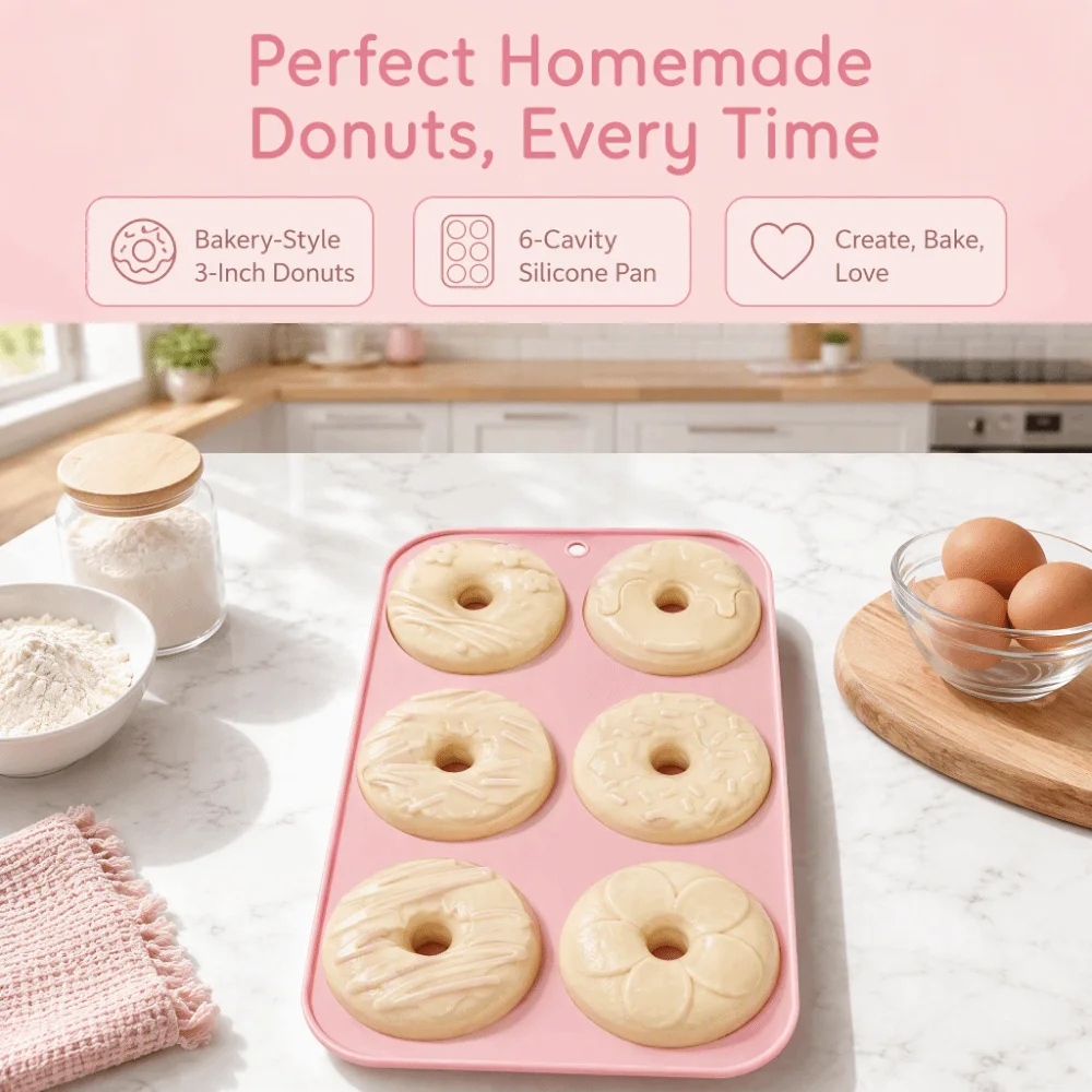 New Silicone Donut Mold High Temperature Resistant Non-Stick Baking Pan Round Mold Flexible Cake Mold Pastry Making
