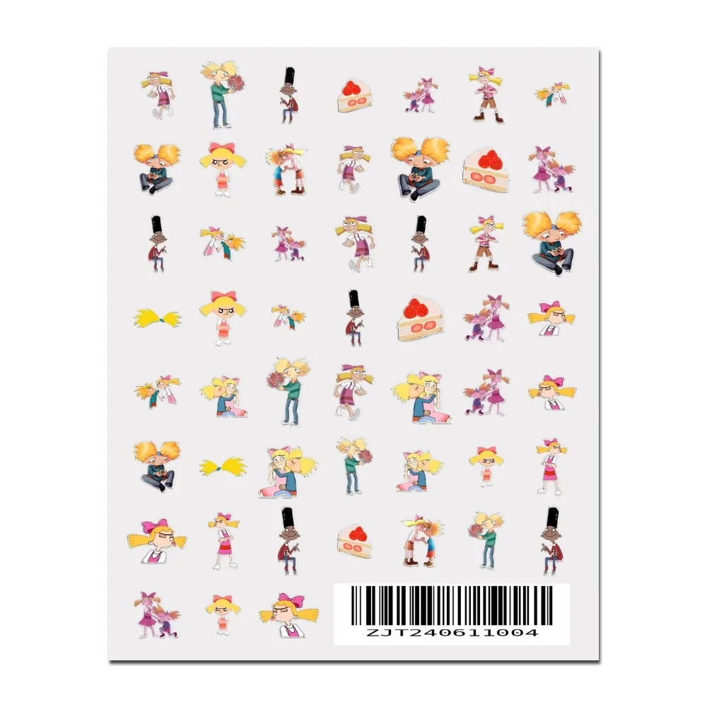 Hey Arnold Helga Cute Stickers 1PCS New 3D Adhesive Nail Art Sticker Cartoon Nail Art Decal Sticker Nail Parts Manicure