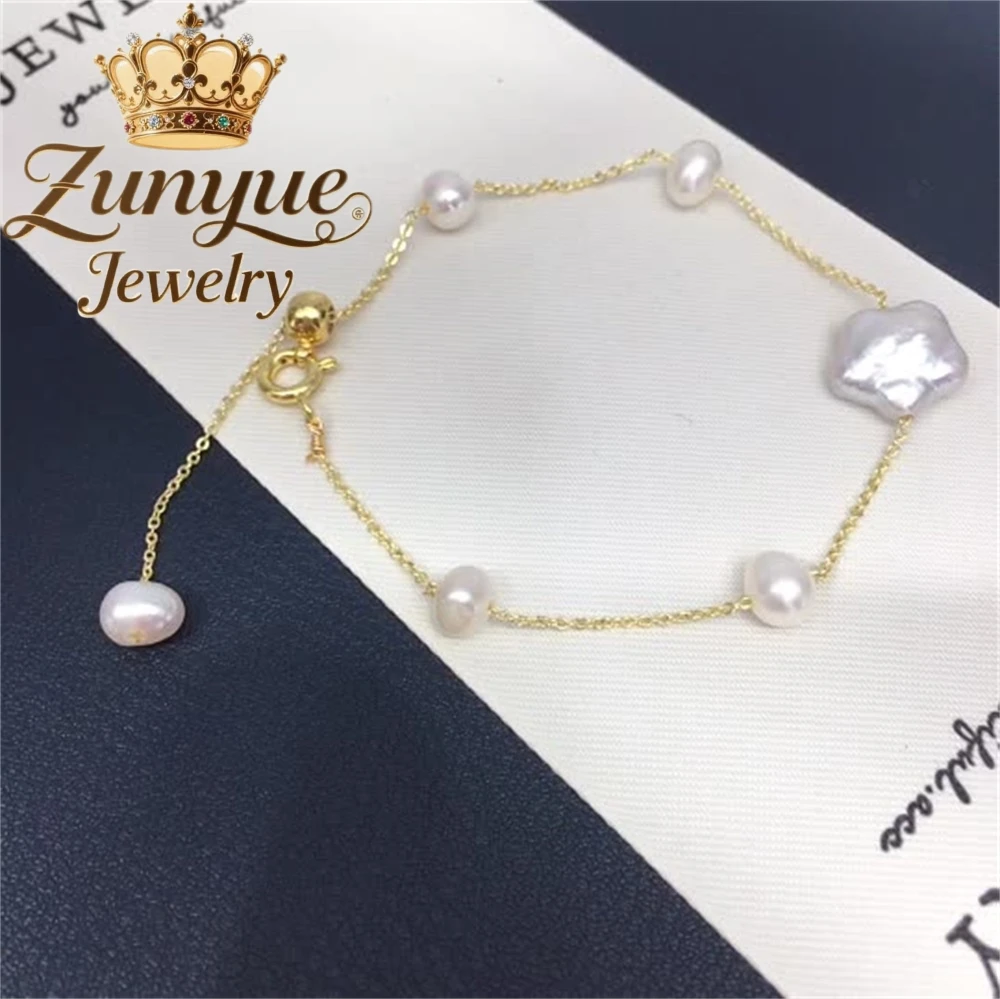 

Браслет из натурального пресноводного жемчуга в стиле барокко с пятиконечной звездой, ювелирные изделия роскошного качества, модные ювелирные изделия, изысканные подвески Elega