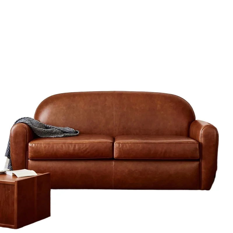 

Nordic retro silicone leather sofa living room simple modern small apartment light luxury double sofa