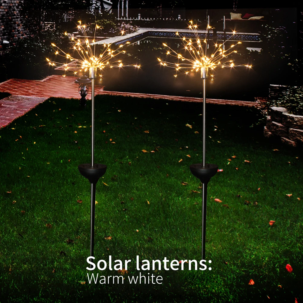 Solar Firework Lights Outdoor Waterproof Fairy Garland String Light Lawn Stakes Lamps Yard for Home Garden Festival Decor