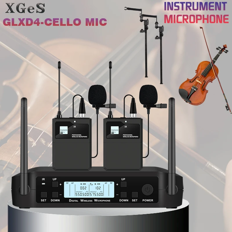 XGES GLXD4 Professional Cello SAX Wireless Microphone Speech Teaching Stage Performance Headset Lavalier Instrument MIC