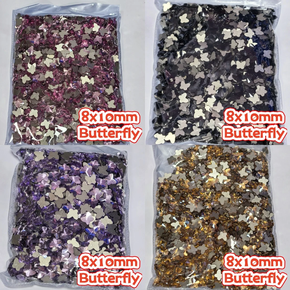1440Pcs 8x10mm Butterfly Shape Flat Back Fancy Rhinestones Faceted Shiny Crystal Gems For Nail Art Phone Clothes DIY Decoration