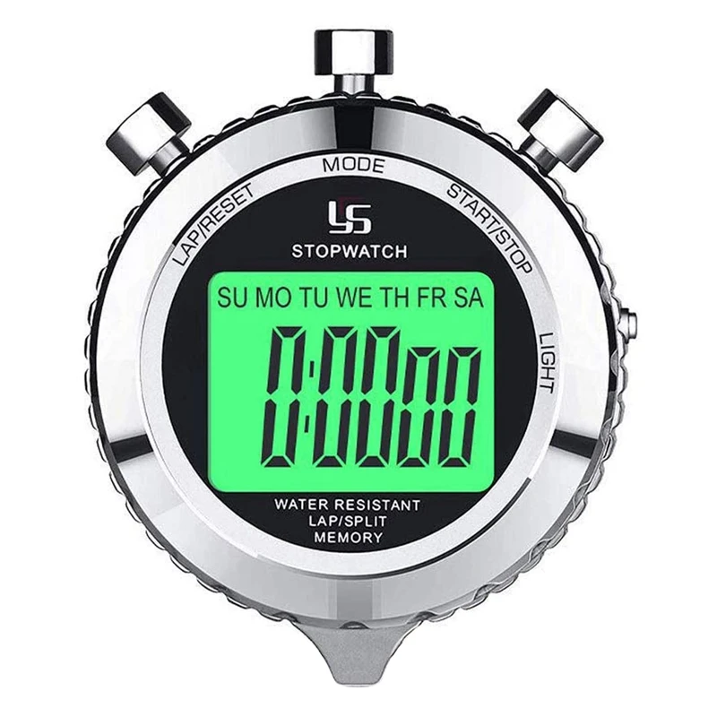 YS Digital Stopwatch Timer Metal Stop Watch With Backlight, 2 Lap Stopwatch Timer For Sports Competition