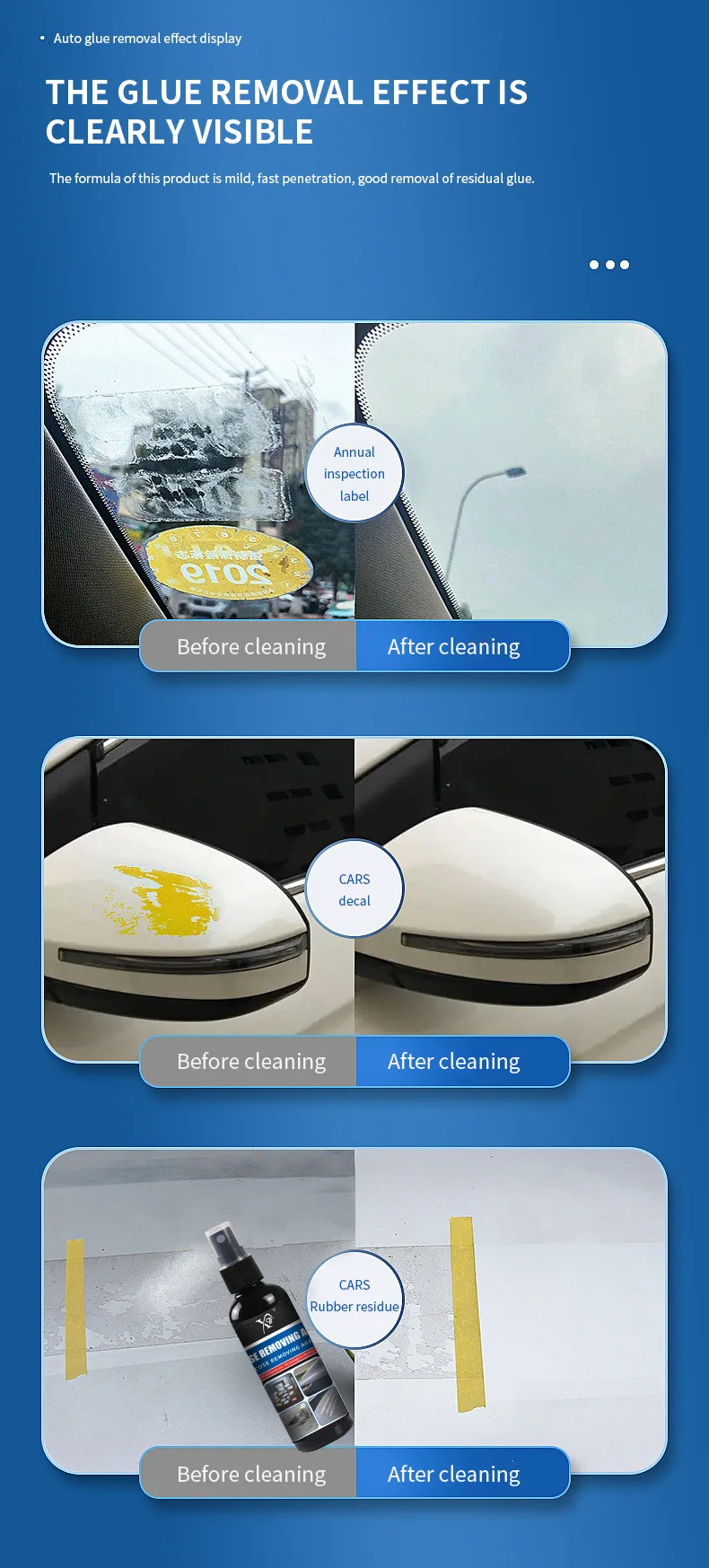 Klebstoffentferner-Spray für Autoglas, schnellwirkender Entferner von Kleberückständen, Etiketten- und Klebebandreiniger für eine Vielzahl von Oberflächen – Detail 6