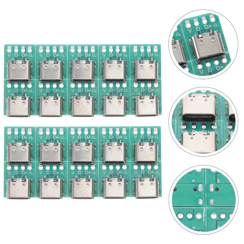 20Pcs USB C Connector Board DIY 3.1 Type-C Female Receptacle Adapter Pcb Converter Board Fast Stable Data Transmission