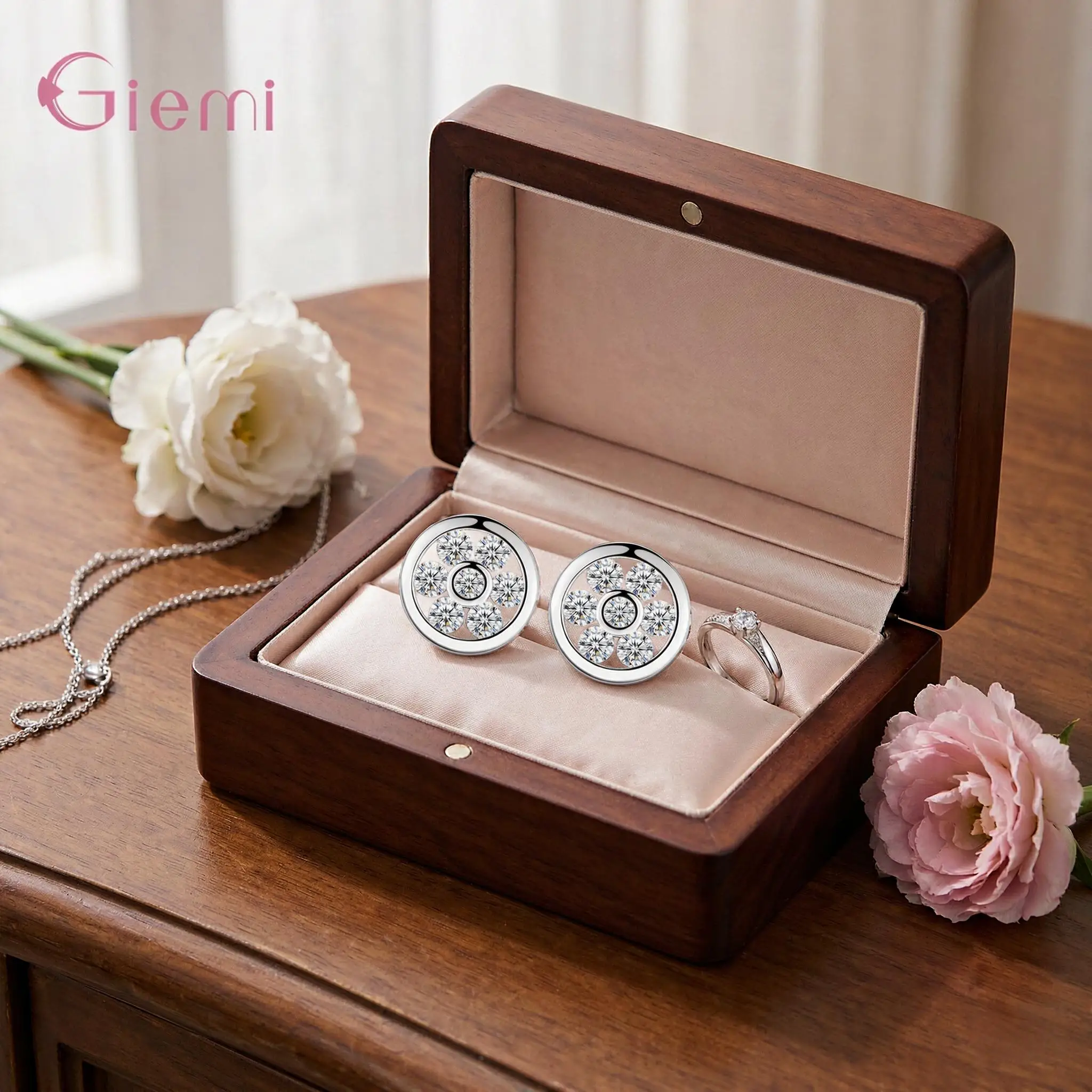 Charming 925 Sterling Silver Flower Shape Crystal Zircon Stud Earrings For Women Girls Engagement Party Fashion Jewelry Gifts