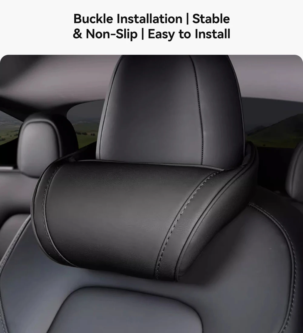 Nackenkissen für Tesla Model 3/Y/X/S aus PU-Leder mit Memory-Schaum, Reise-Nackenstütze, 2025 Auto-Zubehör – Detail 5
