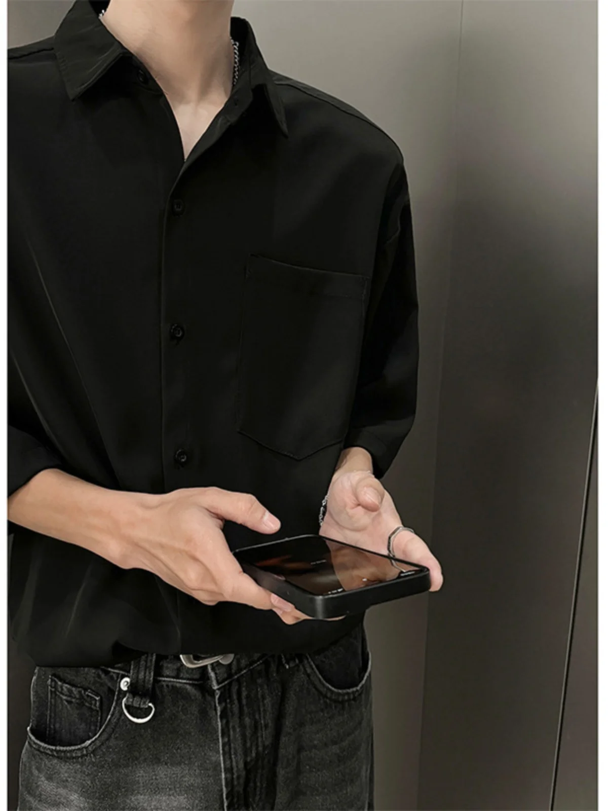 

Мужская летняя повседневная футболка из ледяного шелка с коротким рукавом, премиум-класса, для зрелых мужчин, для ношения под костюм, DK, молодежная мода