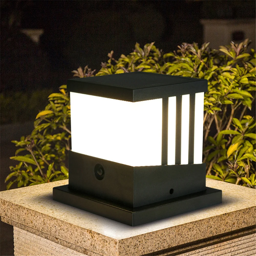 Solar Modern Post Light 3 Color Outdoor LED Fence Deck Column Cap Lamp IP65 Waterproof Patio Posts Flat Surface Solar Lantern