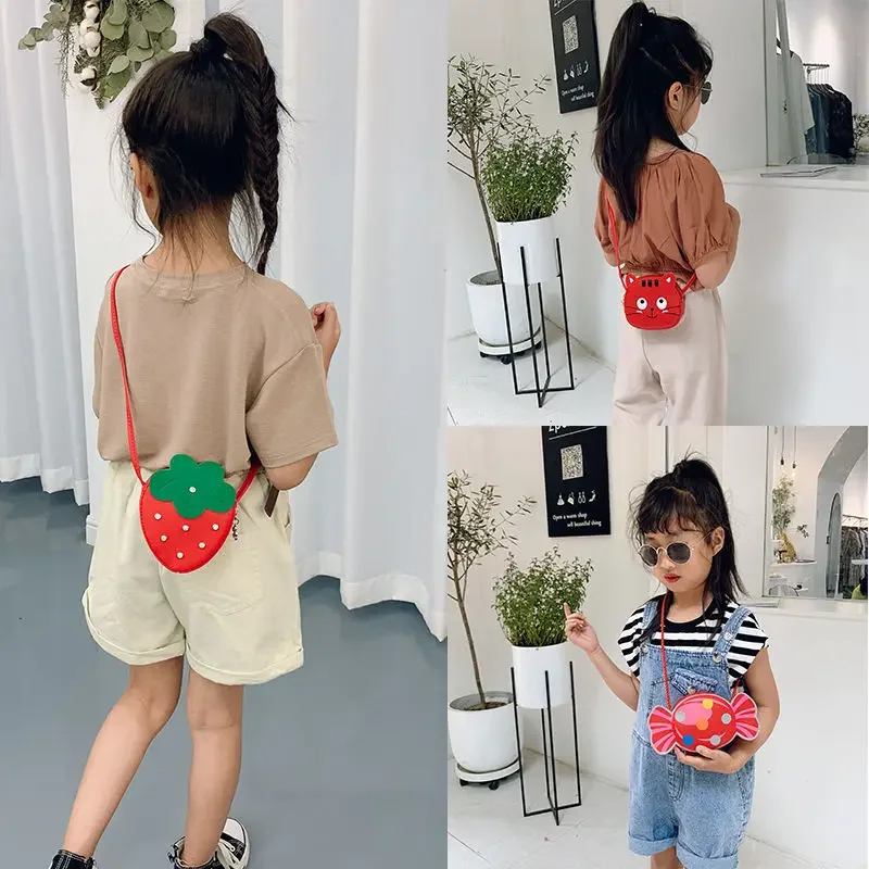 Lovely Children\'s PU Leather Red Messenger Bag Cute Girls Cartoon Shoulder Bags Princess Accessories Mini Coin Purse Handbags