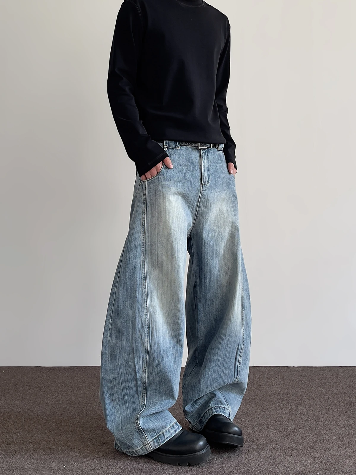 

Американские джинсы High Street Cleanfit Bamboo Old Blade, свободные прямые джинсы, крутые мужские и женские повседневные молодежные джинсы