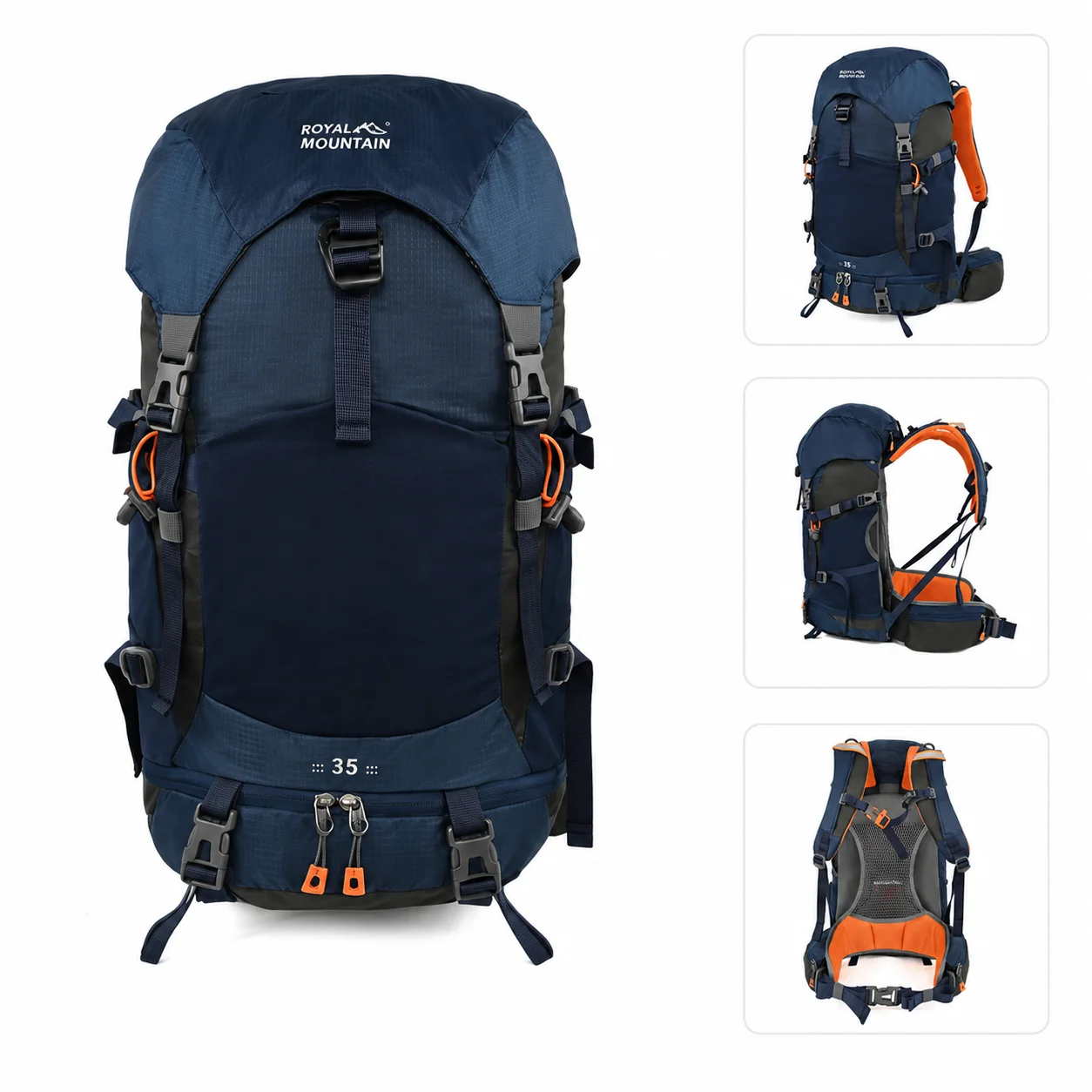 Royal Mountain 35L Hiking Backpack Lightweight Splash Resistant Rucksack with Waist Belt for Trekking Camping Travel Men Women