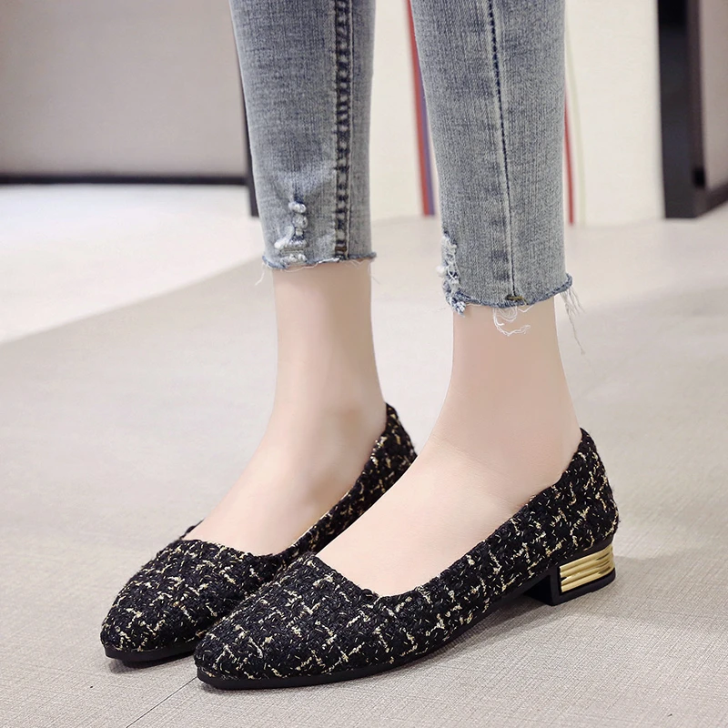 

New Women's Flat Shoes with Thick Heels and Pointed Toes Fashionable and Comfortable Women Shoes Elegant and Sexy Various Colors