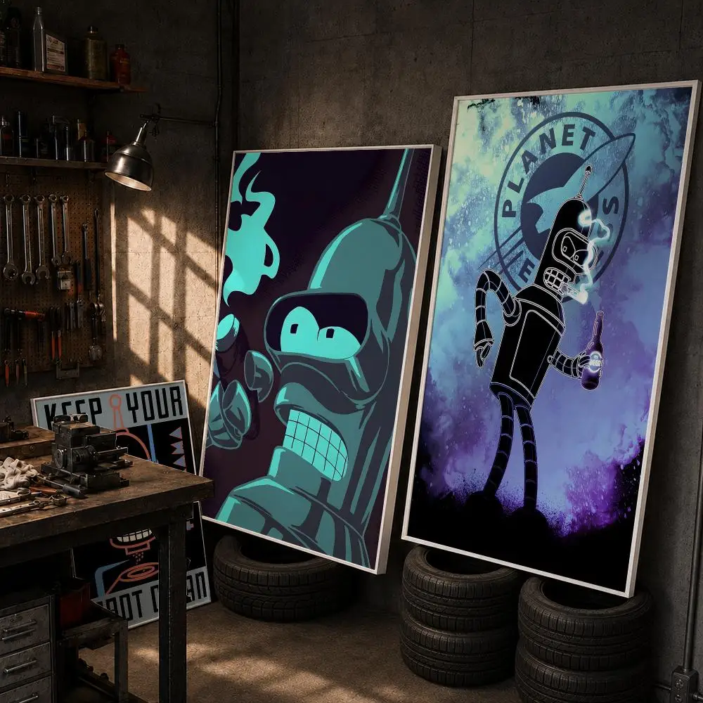 F-Futurama B-Bender Art Poster HD Wall Art Home Decor Waterproof Print Bedroom Garage Party Gift