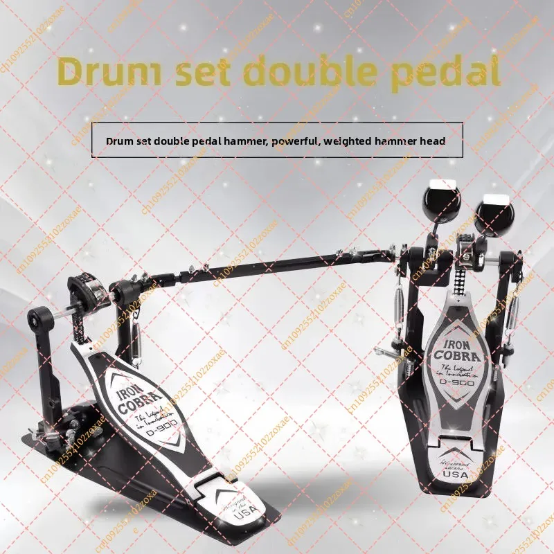 Double Bass Drum Pedal Practice Pad Mute Training Tool with Hammer Accessory D900