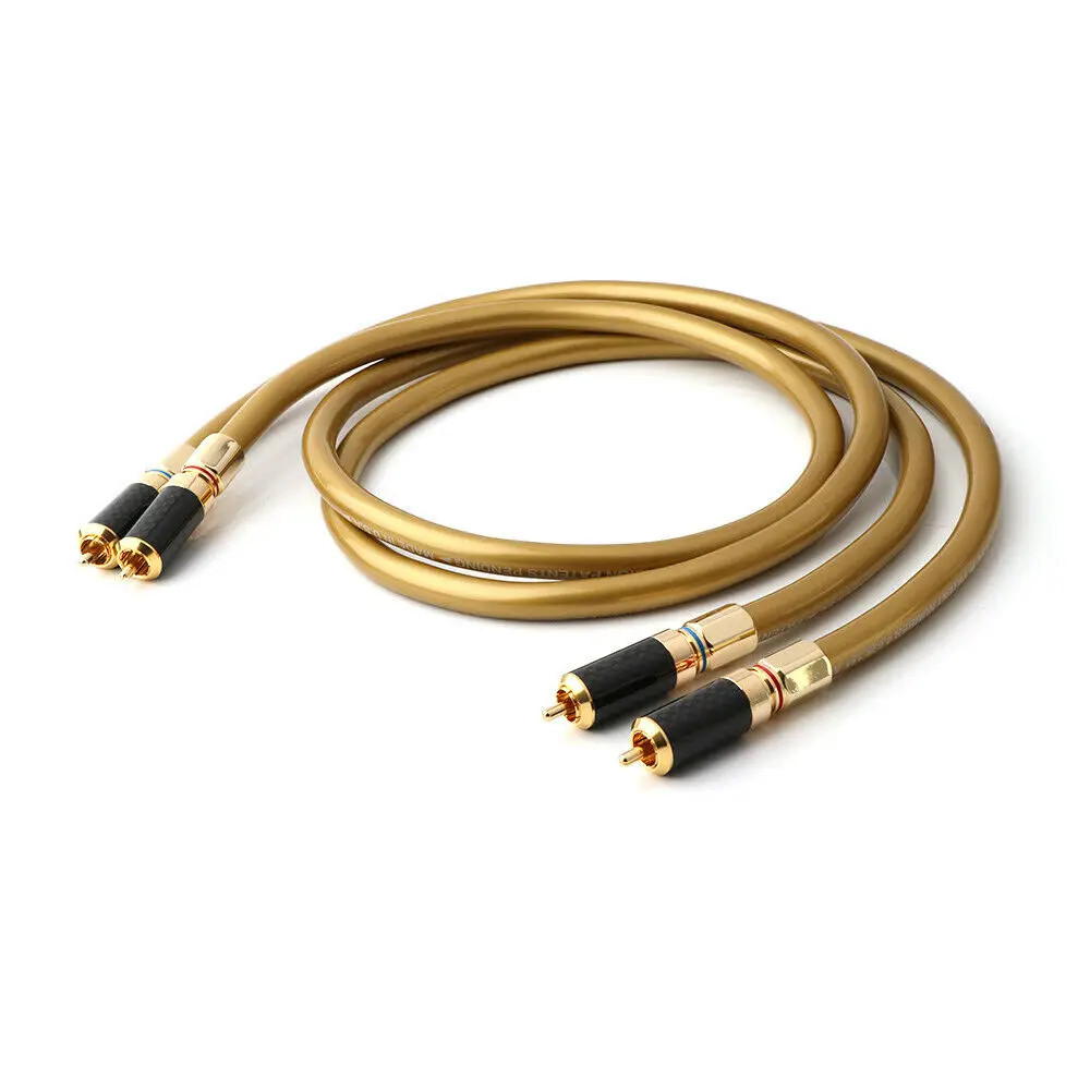 

Пара Hi-Fi Audio 5-C RCA-кабелей с экранирующей оплеткой из углеродного волокна Аудиокабель HI-Fi