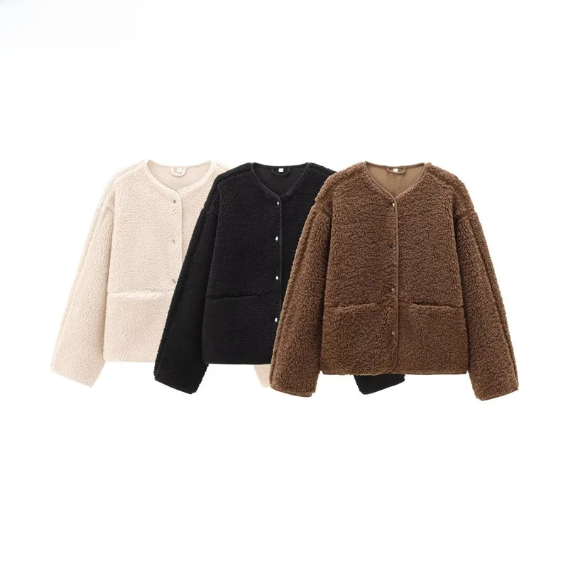 

Модный круглый Ne Color, удобный тедди Fce Jaet, женское новое поступление, осень 2025 Street Sle, полиэфирное волокно...