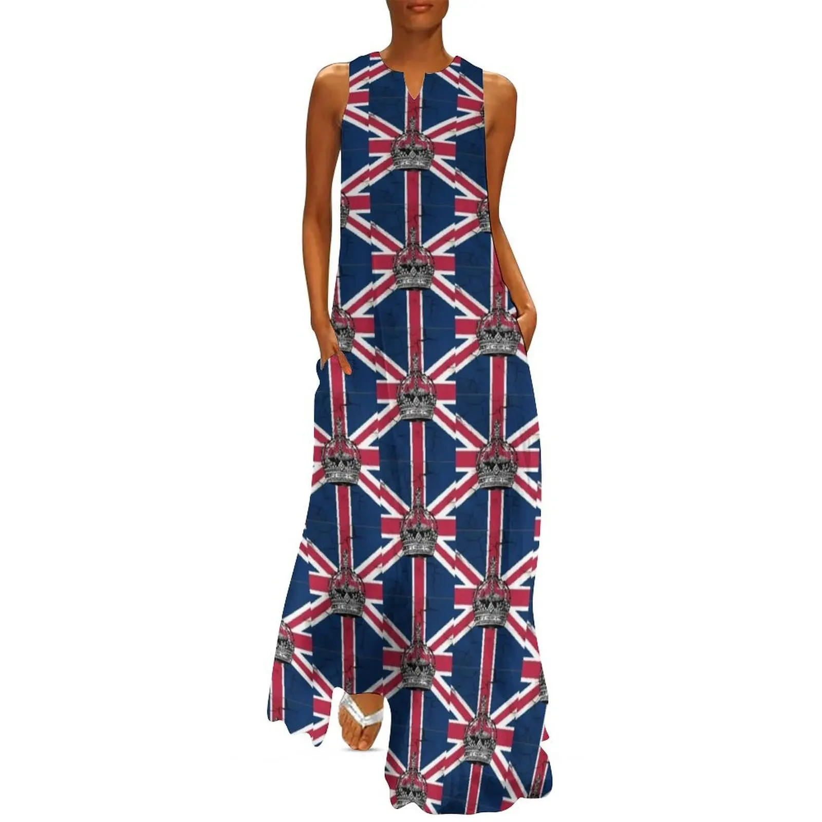 1980s dark academia British union jack flag jubilee vintage crown Long Dress evening dresses luxury 2025 dress summer