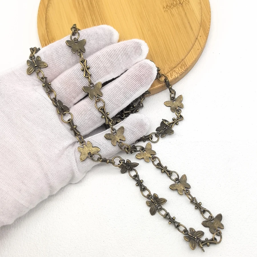 1Meter Alloy Antique Bronze Butterfly Chains Vintage Bohemia Long Chain For Women Necklace Male Bracelet Gift 14*10mm (32082)