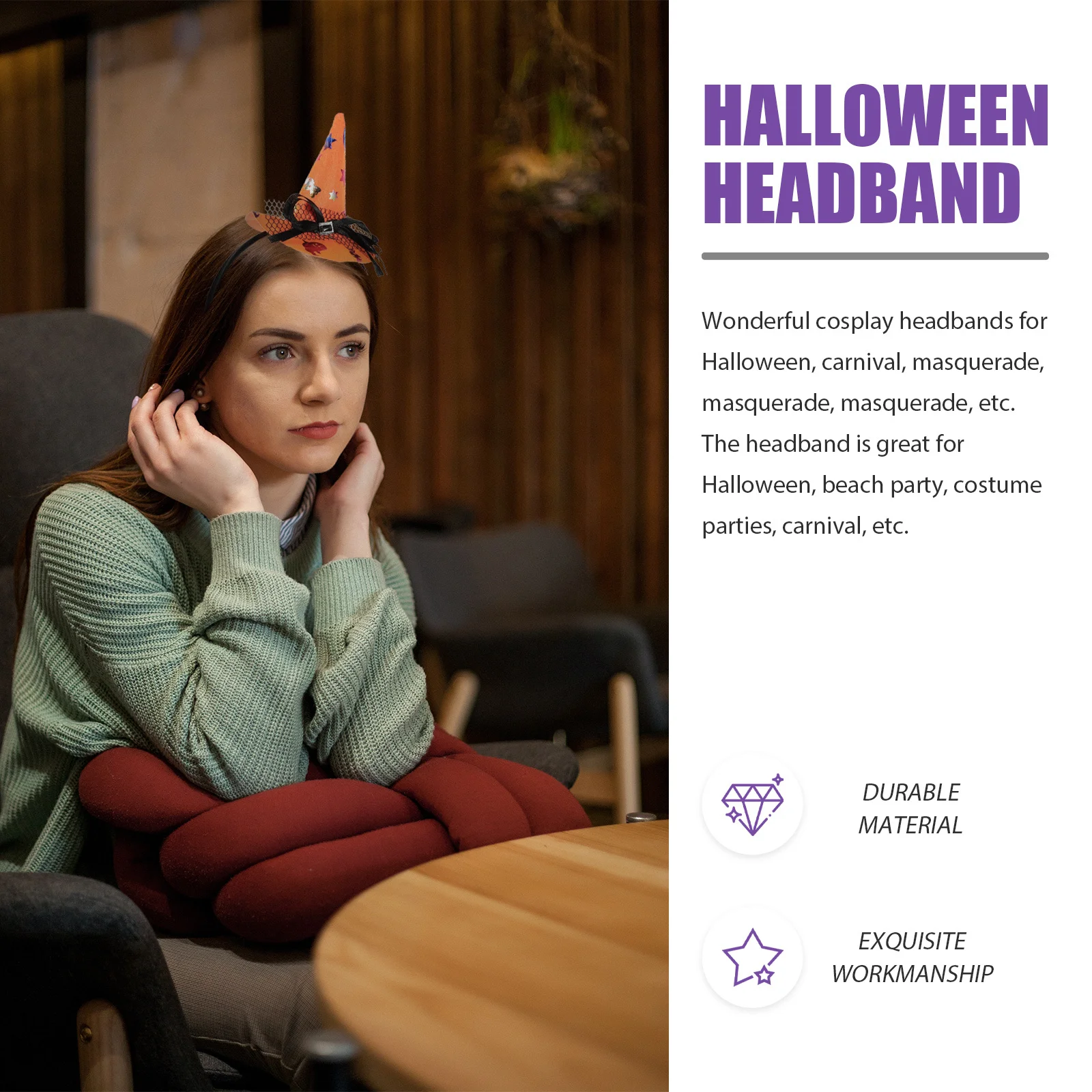 

3Pcs Halloween Witch Hat Headband Delicate Adorable Cosplay Party Hair Hoops Festival Costume Hair Accessory Halloween Headband