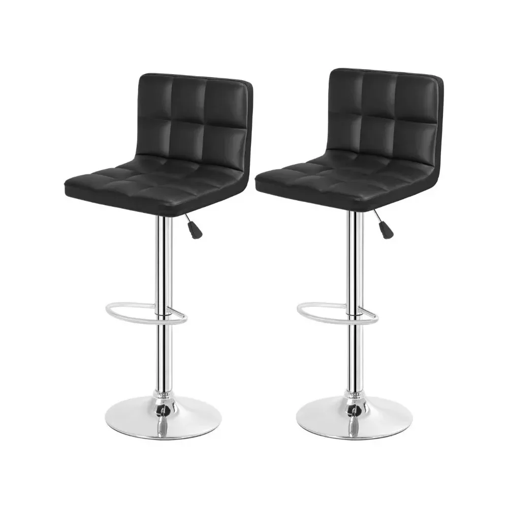 

Bar Stools Set of 2, Adjustable PU Leather Swivel Barstools, Modern Counter Stools with Back and Footrest, Counter Height Barst