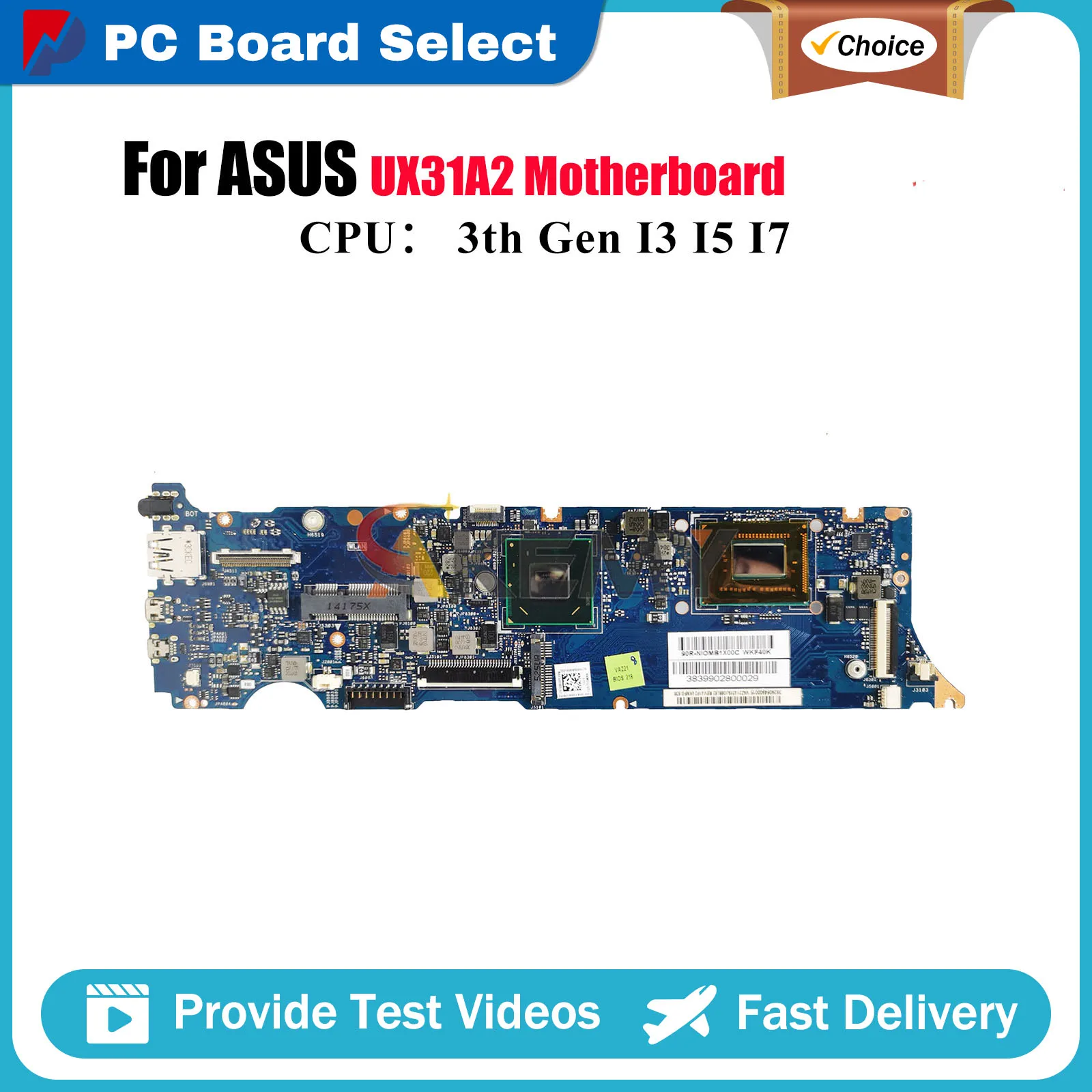 

UX31A2 Laptop Motherboard For ASUS ZenBook UX31A2 UX31A Notebook Mainboard With I3 I5 I7 CPU 100% tests OK fast shipping stk