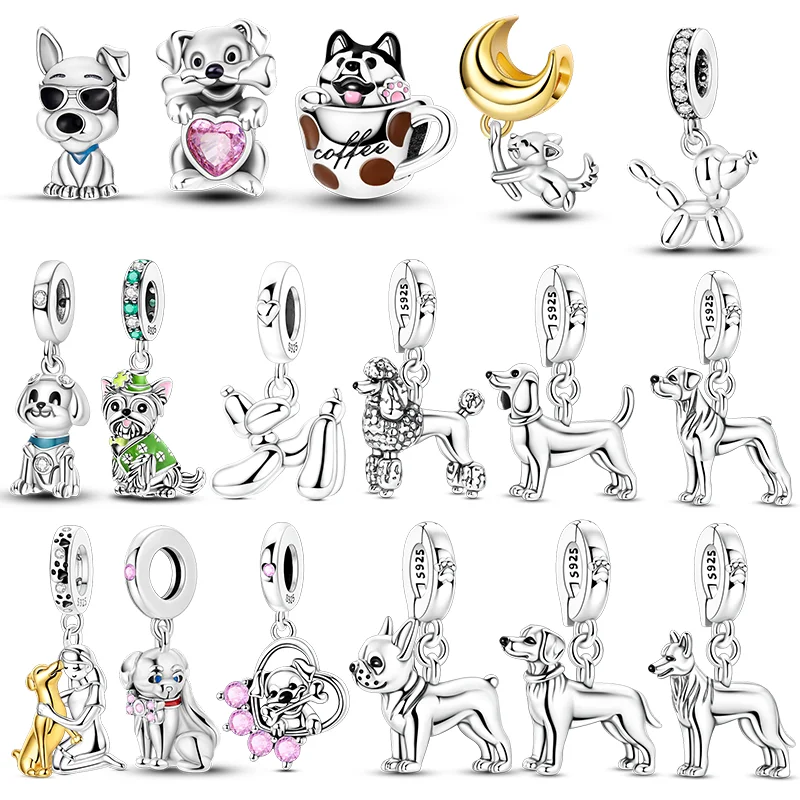 

Оригинальные серебряные подвески 925 пробы: собачка в чашке, собачка-шар, пудель. Подвески для самостоятельного изготовления украшений, подарок для женщин, подходят для браслетов.