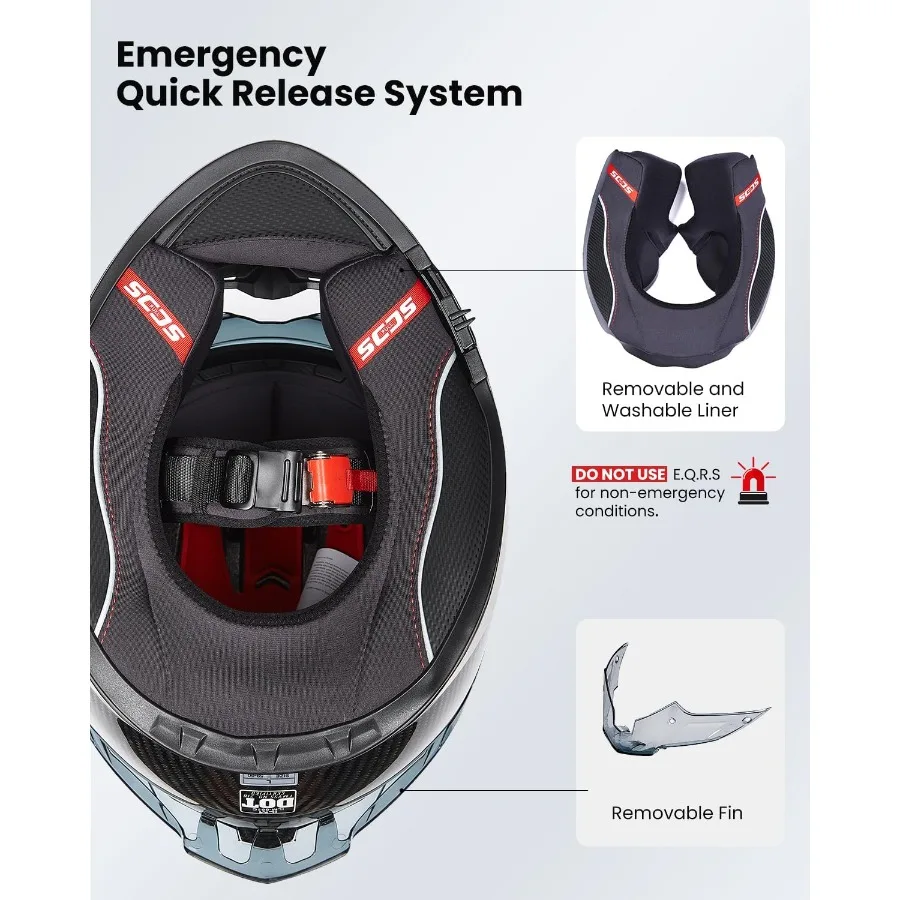 خوذات الدراجات النارية من ألياف الكربون خفيفة الوزن لكامل الوجه خوذة مزدوجة مع قفل خلفي متوافق مع ركوب الشوارع و #4