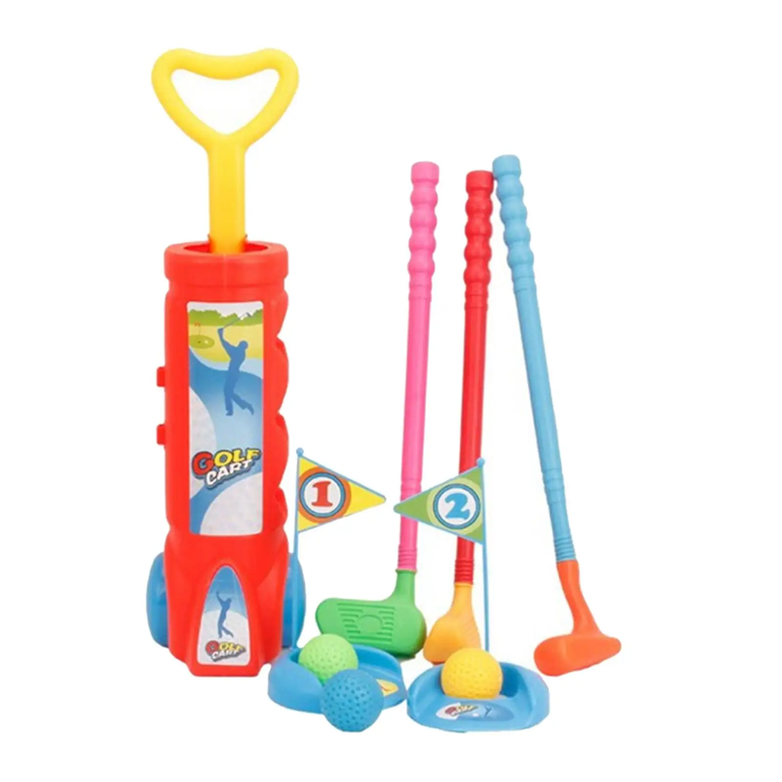 Plastic Golfer Toy Toddler Golf Game Toy Set Plastic Golf Clubs Educational Golf Toys Sets for Kids Adults(Random Color)